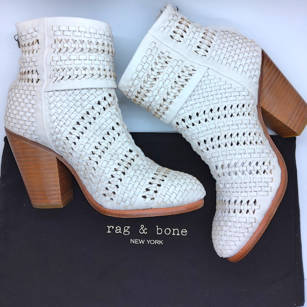 Rag & Bone Classic Newbury Boots in Woven Ivory